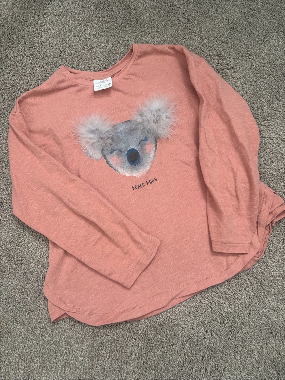 ZARA - Cozy Pink Koala Hugs Long-Sleeve Kids Top